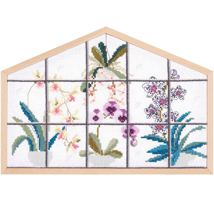 RICO Embroidery Kit Counted Cross Stitch, Orchids, large