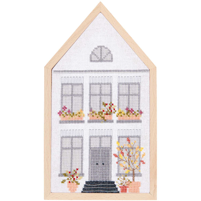 RICO Embroidery Kit Counted Cross Stitch, Autumn House, medium
