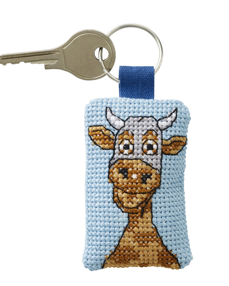 Cross Stitch Kit Permin - Cow Key ring