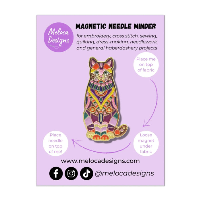 Mandala Cat Needle Minder for Cross Stitch & Embroidery