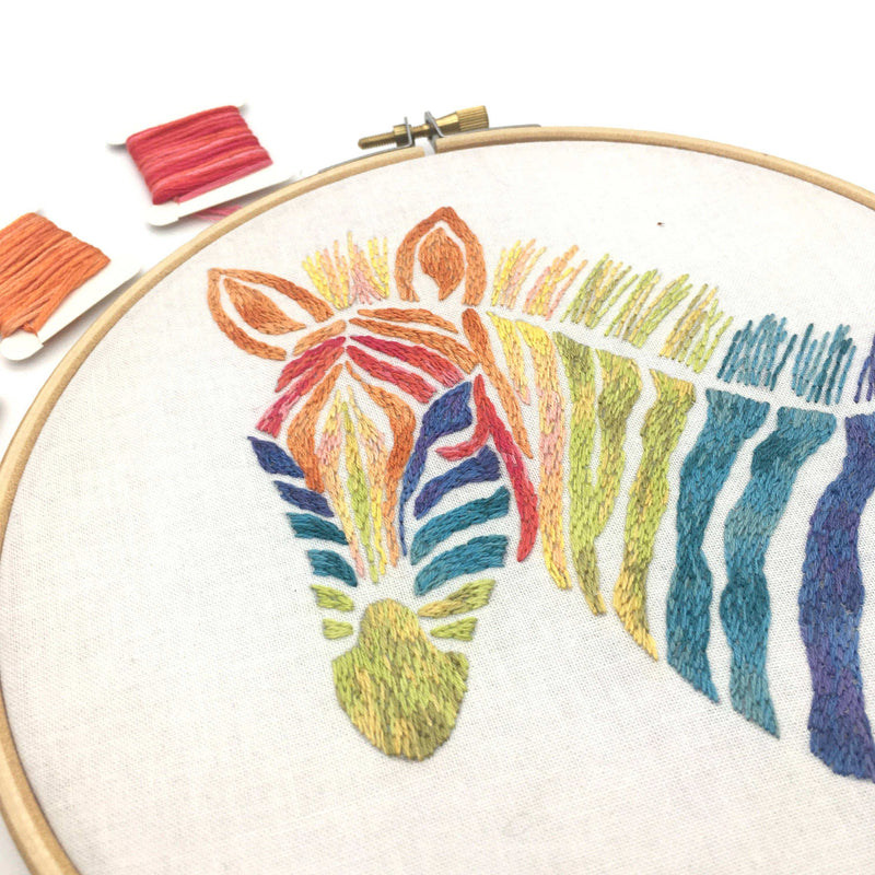 Zebra Embroidery Kit: Boxed kit with hoop