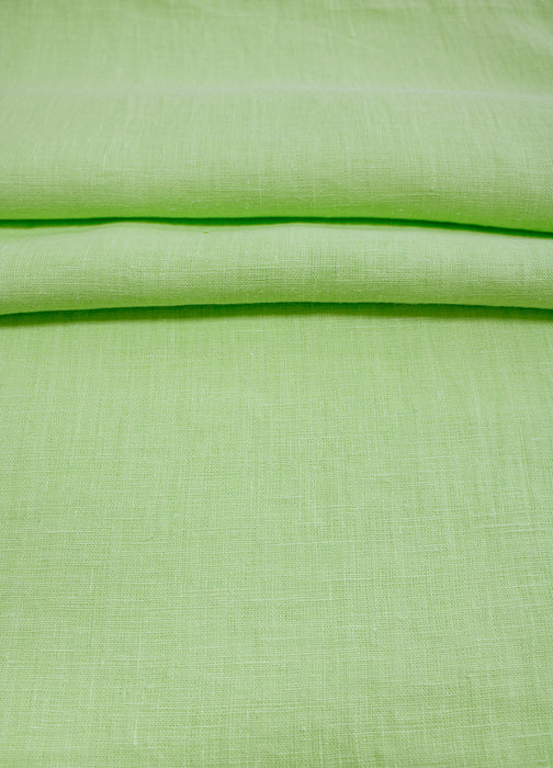 Luca-S Natural Pure 100% Linen Wrinkled Fabric Apple Green Color