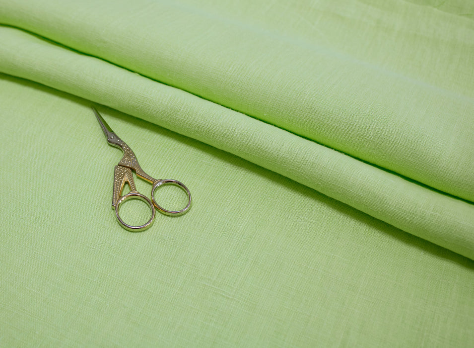 Luca-S Natural Pure 100% Linen Wrinkled Fabric Apple Green Color