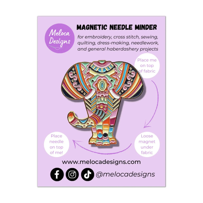 Mandala Elephant Needle Minder for Cross Stitch & Embroidery