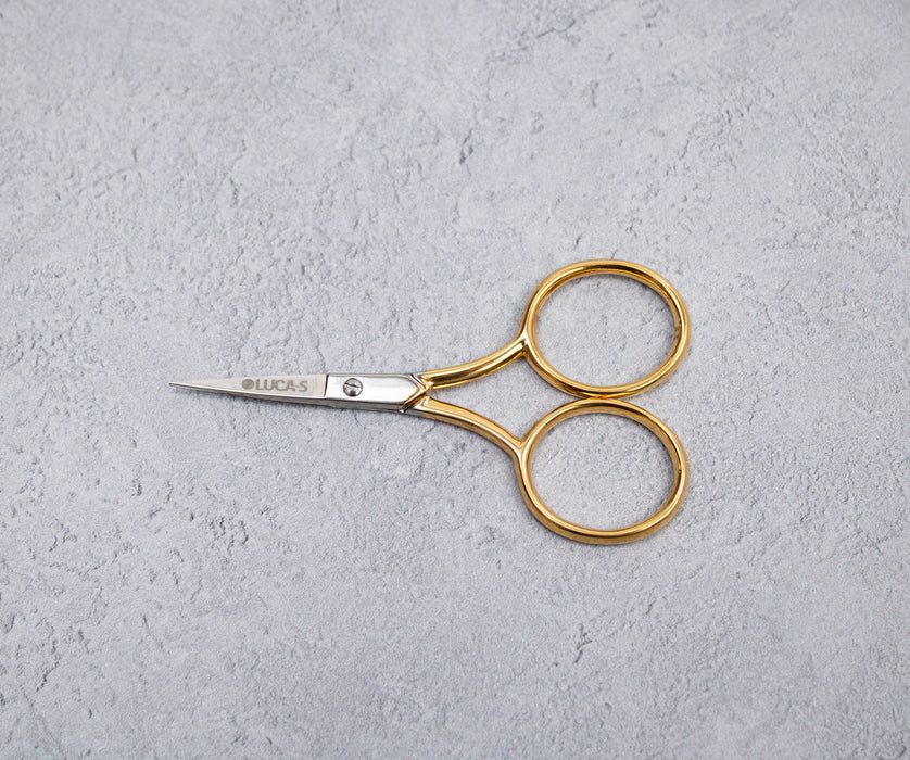 Luca-S Embroidery Scissors Widebow Gold Plated Handles