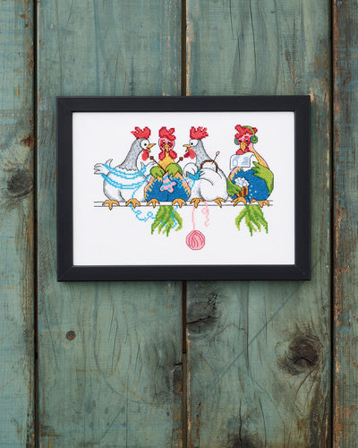 Cross Stitch Kit Permin - Chicken knit