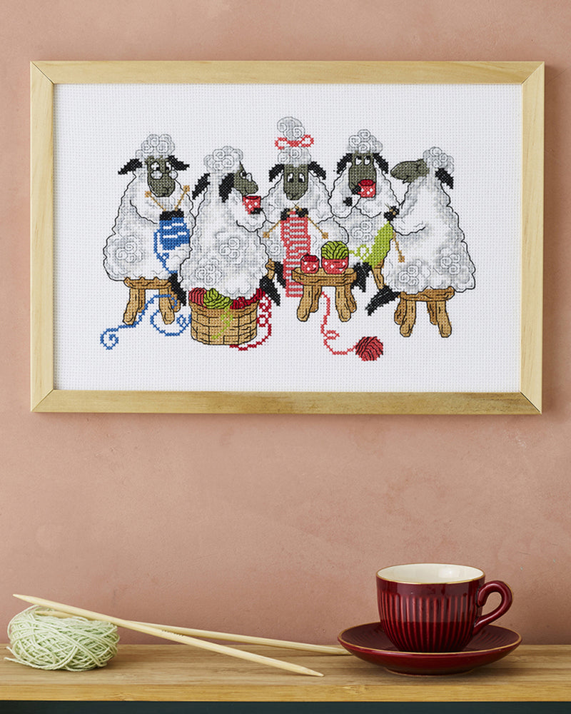 Cross Stitch Kit Permin - Knitting sheep