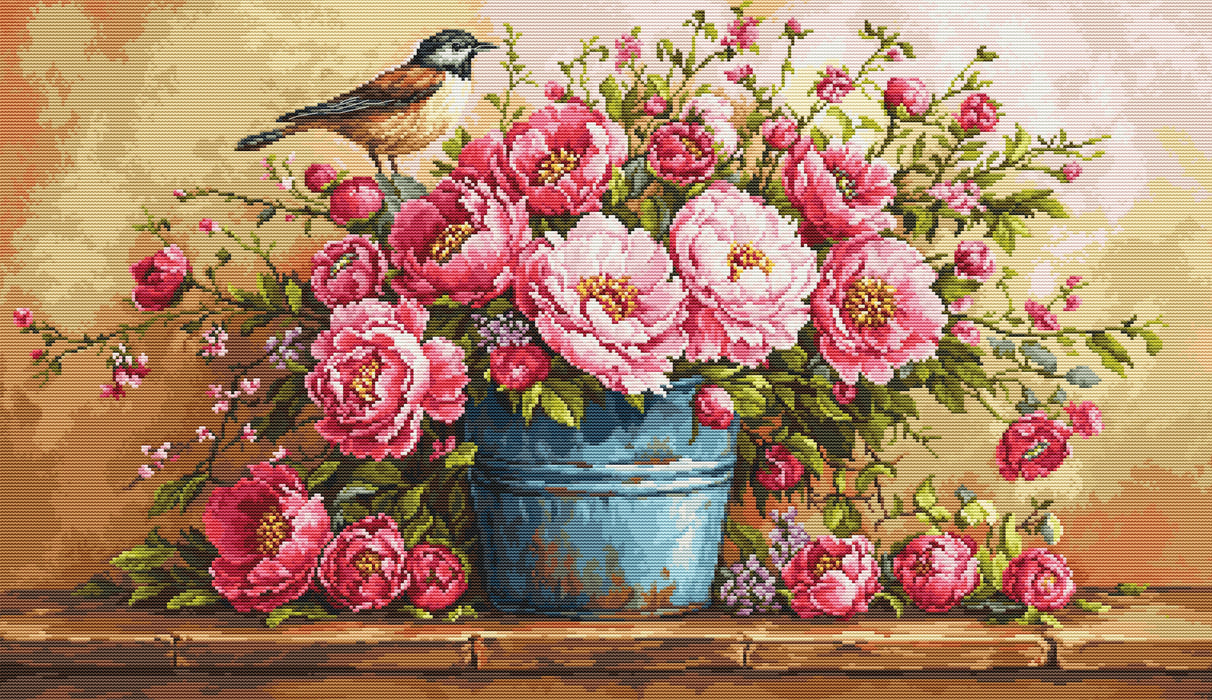 Cross Stitch Kit Luca-S - Lush Bouquet of Flowers, B7055