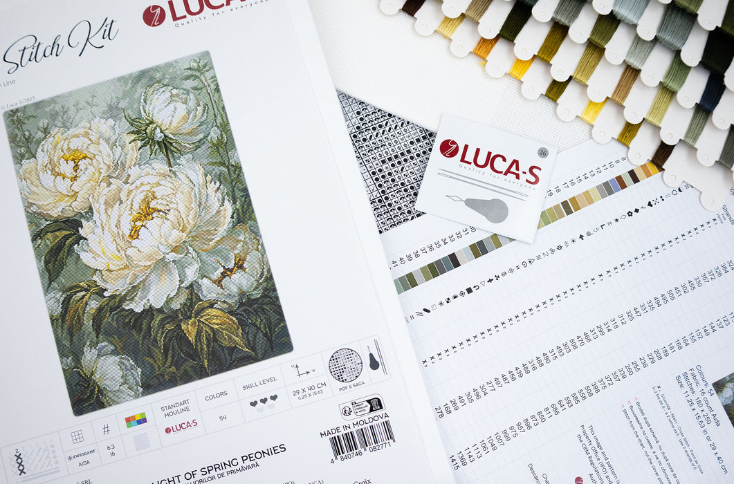 Cross Stitch Kit Luca-S GOLD -The Light of Spring Peonies, B715