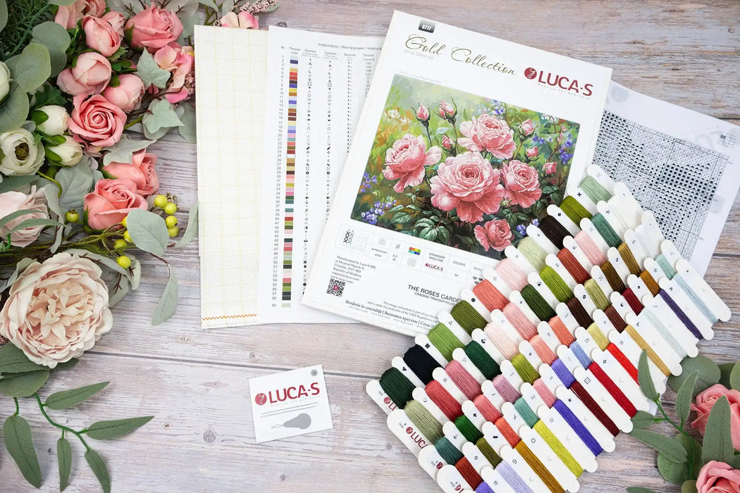 Kreuzstichset Luca-S GOLD - Der Rosengarten, B717