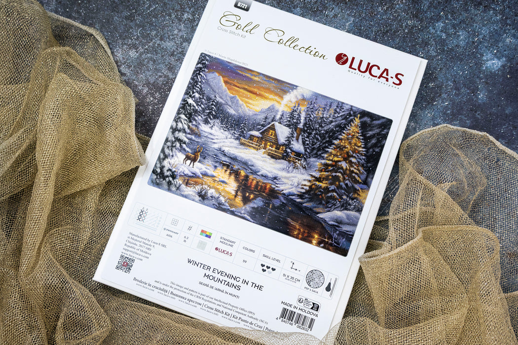 Cross Stitch Kit Luca-S GOLD - Winter Evening in the Mountains, B721