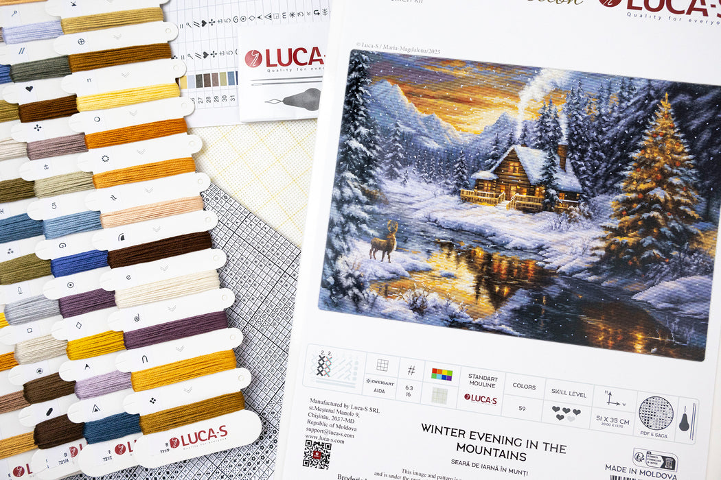 Cross Stitch Kit Luca-S GOLD - Winter Evening in the Mountains, B721