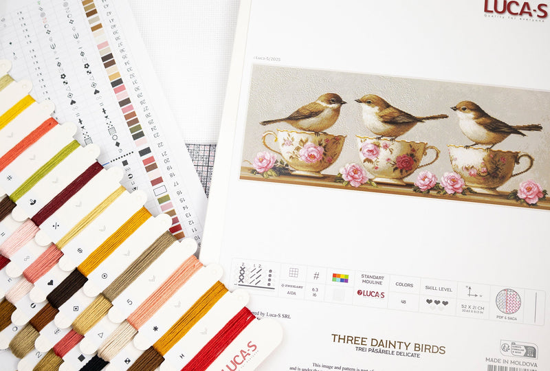 Cross Stitch Kit Luca-S - Three Dainty Birds, BU5092