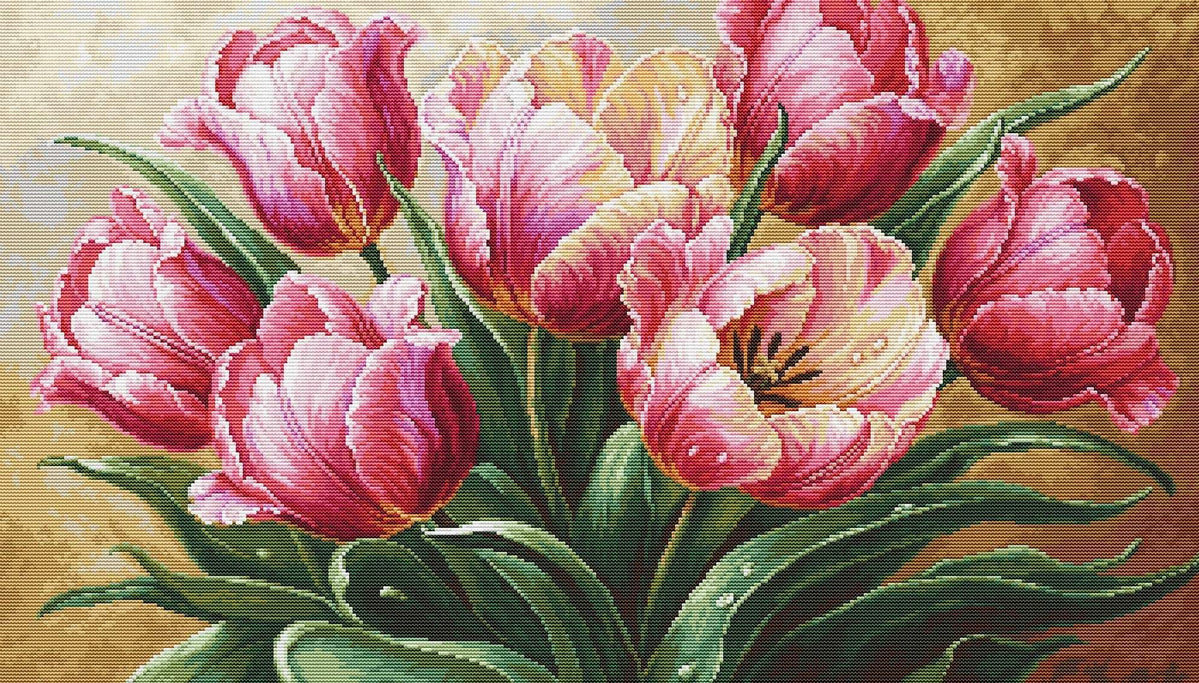 Petit Point Kit Luca-S GOLD - Graceful Tulips, G718 — HobbyJobby