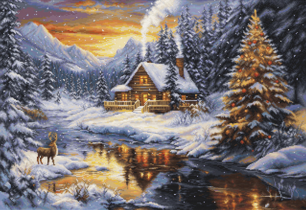 Petit Point Kit Luca-S GOLD - Winter Evening in the Mountains, G721