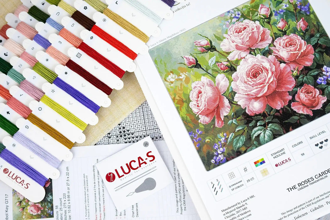 Petit Point Kit Luca-S GOLD - The Roses Garden, G717