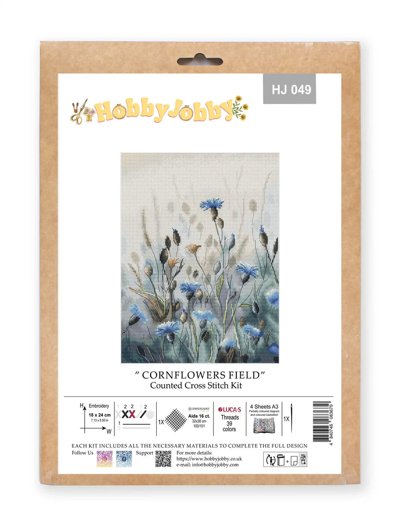 Cross Stitch Kit HobbyJobby - Cornflowers Field