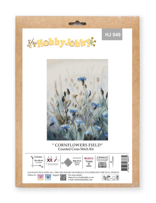 Cross Stitch Kit HobbyJobby - Cornflowers Field