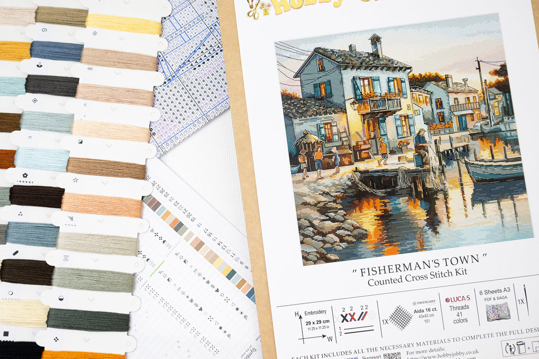 Cross Stitch Kit HobbyJobby - Fisherman's Town