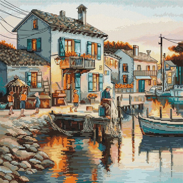 Cross Stitch Kit HobbyJobby - Fisherman's Town