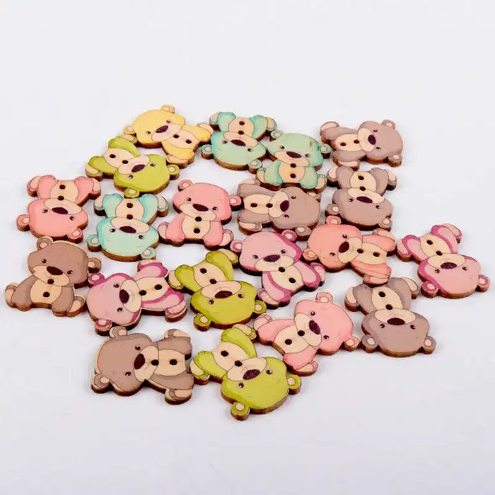 Mixed Cartoon Lovely Bear painted decorative Wooden Buttons (1PC)