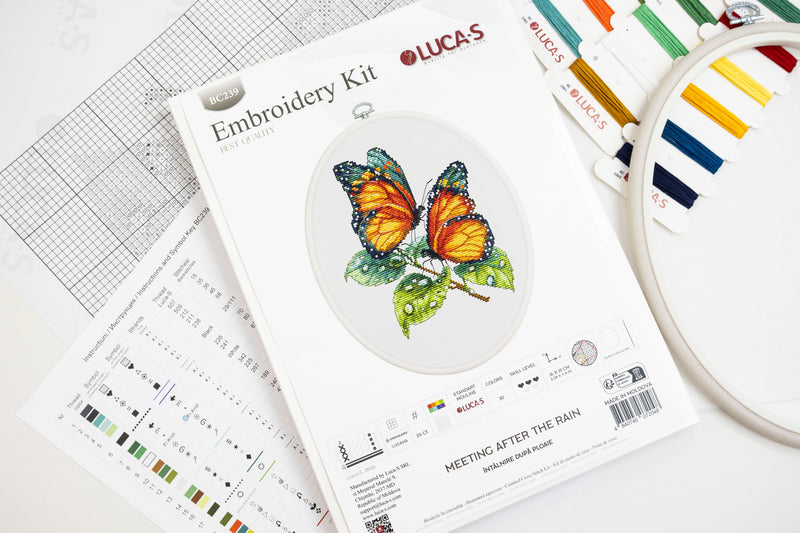 Cross Stitch Kit with Hoop Included Luca-S - Meeting After the Rain, BC239