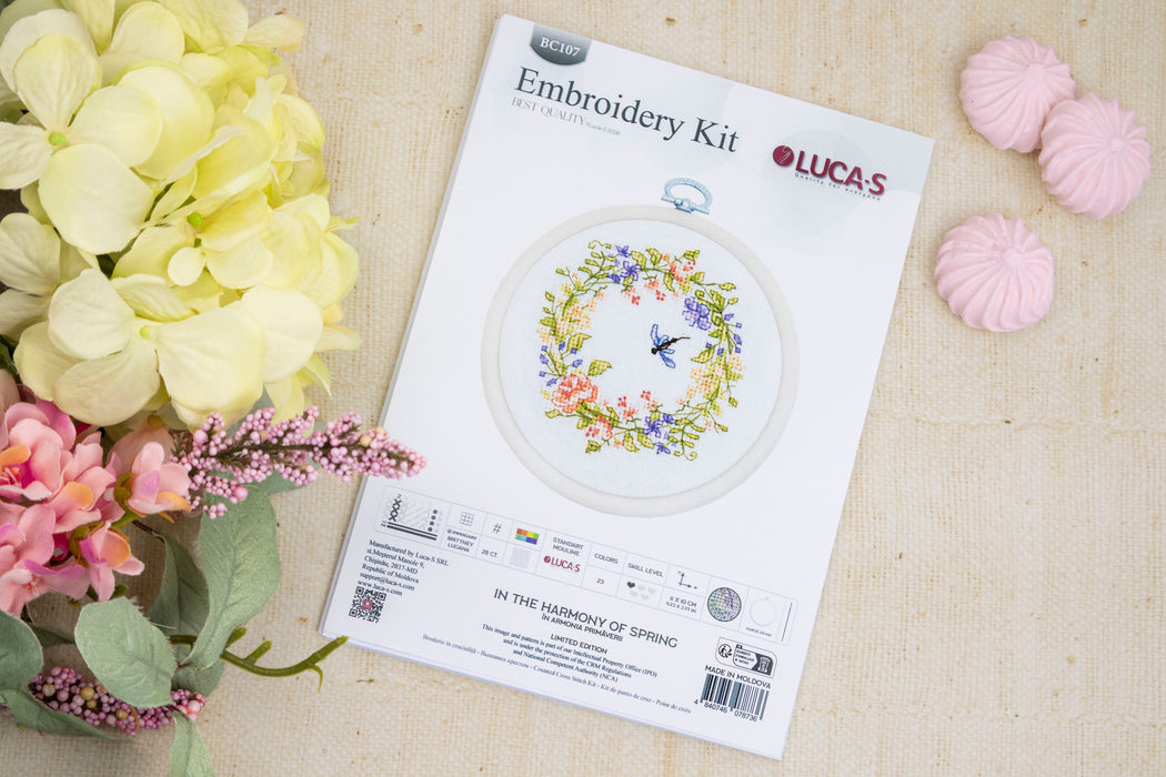 Cross Stitch Kit with Hoop Included Luca-S - In the Harmony of Spring, BC107