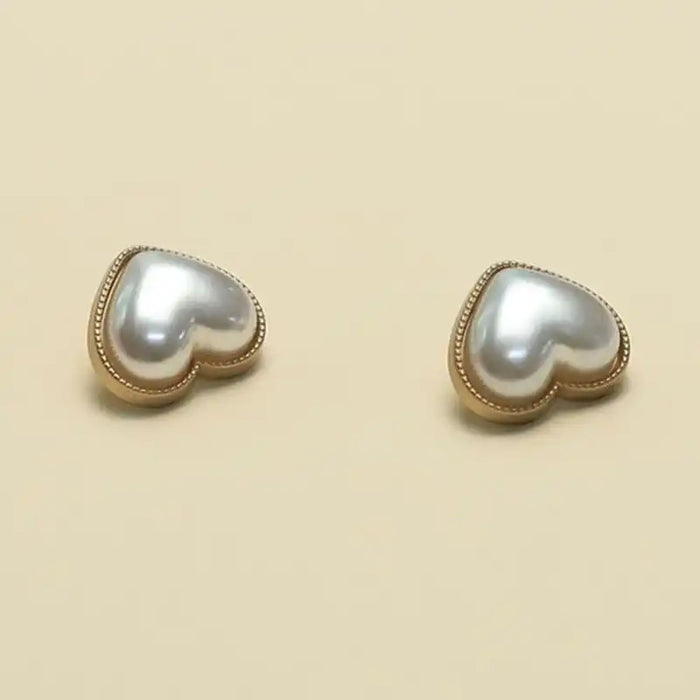 Pearl Heart Button Gold Metal (1 PC)