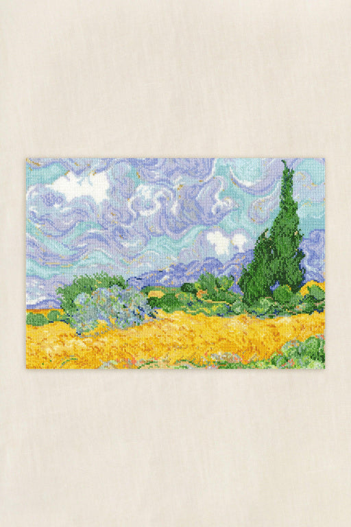 A Wheatfield, With Cypresses - Van Gogh, The National Gallery DMC Cross Stitch Kits - HobbyJobby