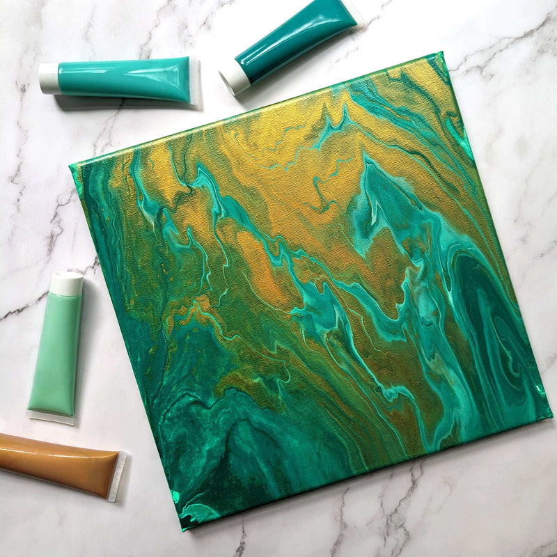 Luxe Decor Bastelset – Quadratische Leinwand zum Farbgießen