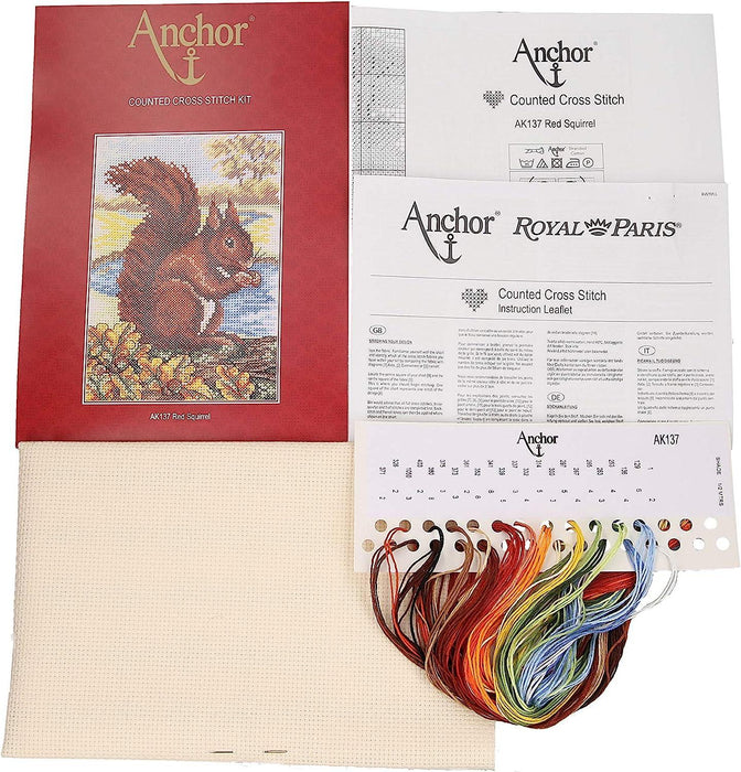 Anchor Cross Stitch Kit - AK137, Red Squirrel Cross Stitch Kits - HobbyJobby