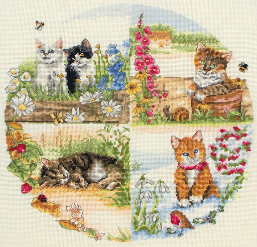 Anchor Cross Stitch Kit - Cats and Seasons, PCE895 Cross Stitch Kits - HobbyJobby