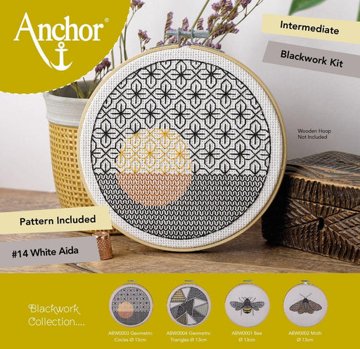 Anchor Essentials Blackwork Kit Blackwork - Geometric Circles Blackwork Kits - HobbyJobby