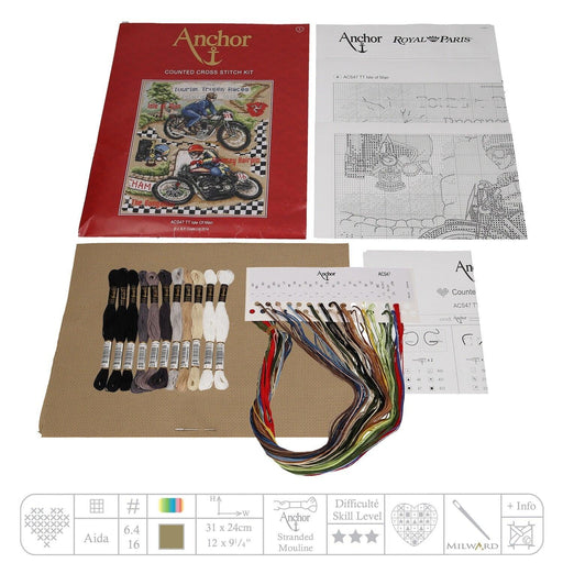 Anchor Essentials Cross Stitch Sampler - ACS47, Isle of Man TT Cross Stitch Kits - HobbyJobby