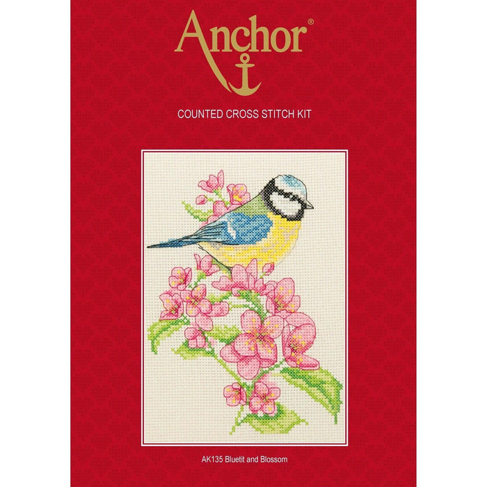 Anchor Starter Cross Stitch Kit - AK135, Bluetit and Blossom Cross Stitch Kits - HobbyJobby