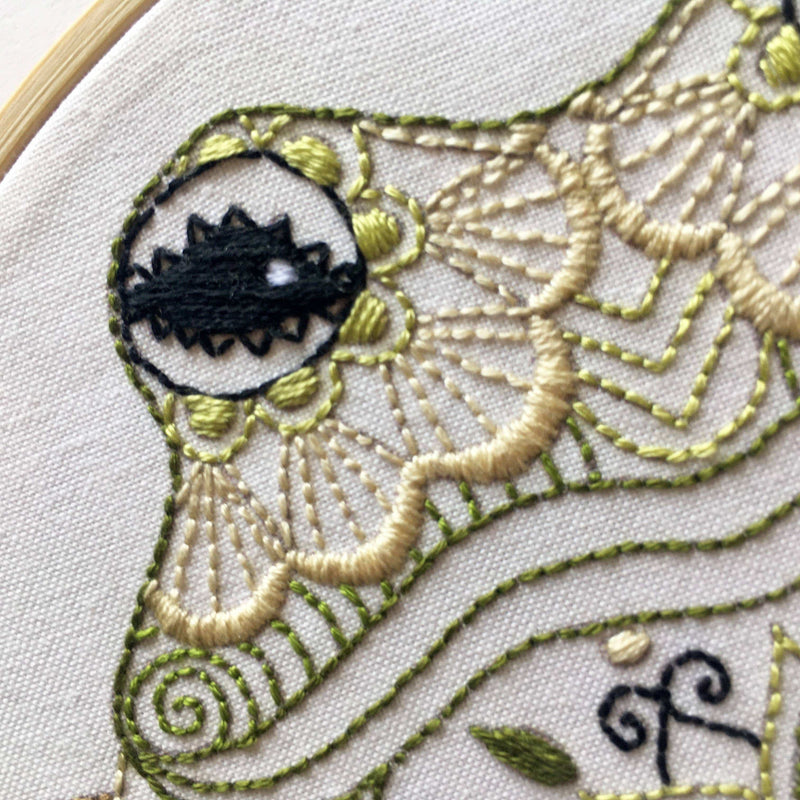 Stickset Frosch: Set in Schachtel mit Stickrahmen