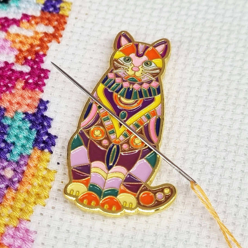 Mandala-Katzen-Nadelhalter für Kreuzstich und Stickerei