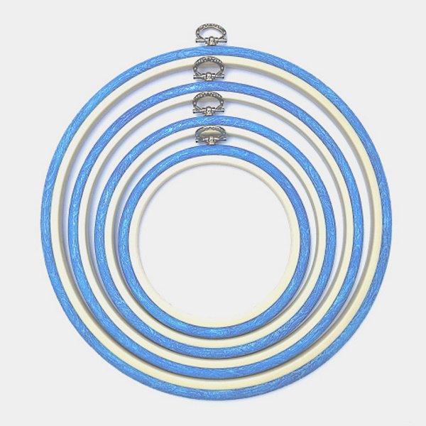 Blue Embroidery Round Hoop - Nurge Flexible Hoop, Round Cross Stitch Hoop Hoops - HobbyJobby