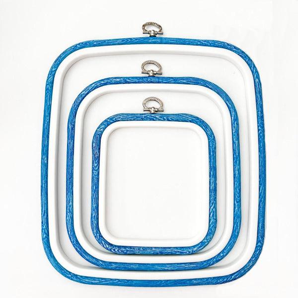Blue Square Embroidery Hoop - Nurge Flexible Cross Stitch Hoop Hoops - HobbyJobby