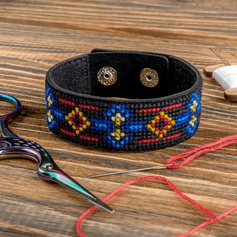 Bracelet Needlecraft Kit - Cross Stitch Kits on Leather Wonderland Crafts Bracelet Kits - HobbyJobby