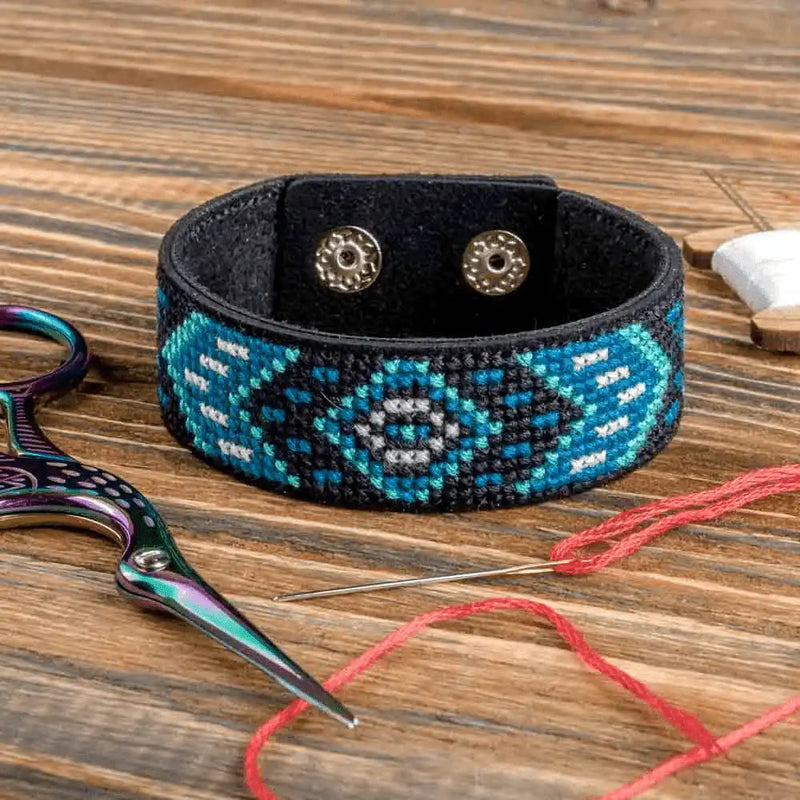 Bracelet Needlecraft Kit - Cross Stitch Kits on Leather Wonderland Crafts Bracelet Kits - HobbyJobby
