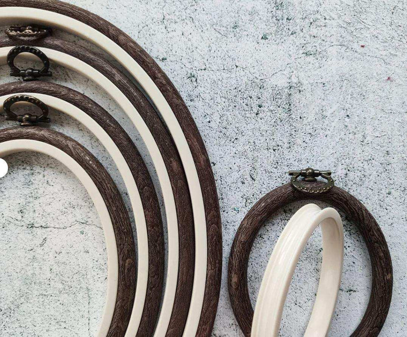 Brown Embroidery Hoop - Oval Nurge Flexible Hoop Hoops - HobbyJobby