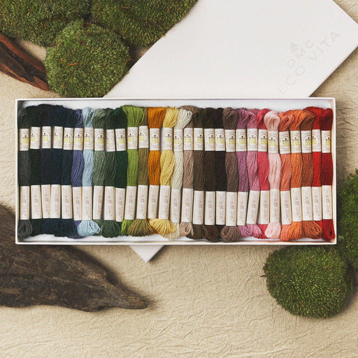 Collectors Box 30 Shades Eco Vita Naturally Dyed Organic Wool Thread DMC Wool Thread - HobbyJobby