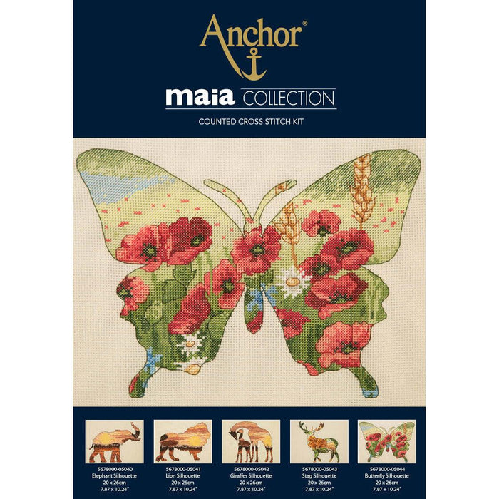 Counted Cross Stitch Kit Maia - Butterfly Silhouette, 05044 Cross Stitch Kits - HobbyJobby