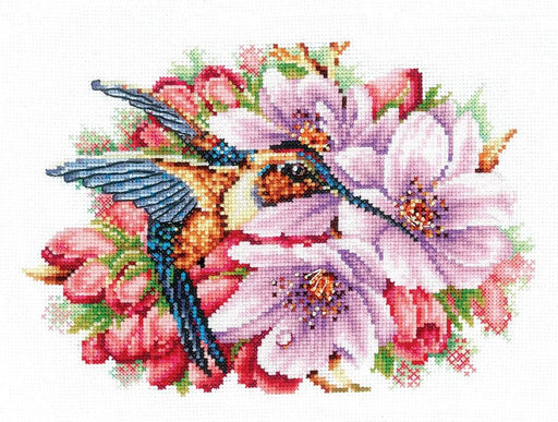 Cross Stitch Kit Andriana - Hummingbird with flowers, H-44 Andriana Cross Stitch Kits - HobbyJobby