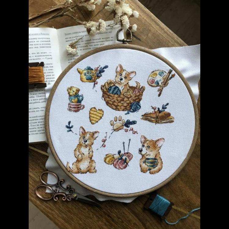 Cross Stitch Kit Andriana - Samplers. Korgie-pickle, S-65 Andriana Cross Stitch Kits - HobbyJobby