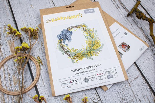 Cross Stitch Kit HobbyJobby - Mimosa Wreath Cross Stitch Kits - HobbyJobby