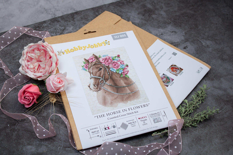 Cross Stitch Kit HobbyJobby - The Horse in Flowers Cross Stitch Kits - HobbyJobby