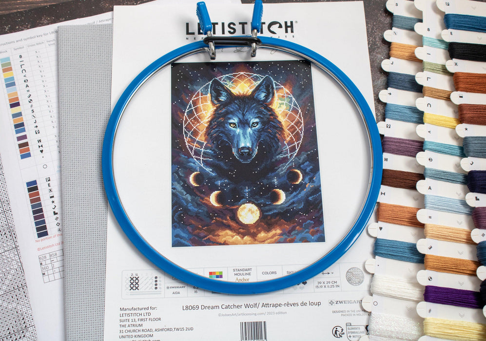 Cross Stitch Kit LetiStitch - Dream Catcher Wolf, L8069 Cross Stitch Kits - HobbyJobby