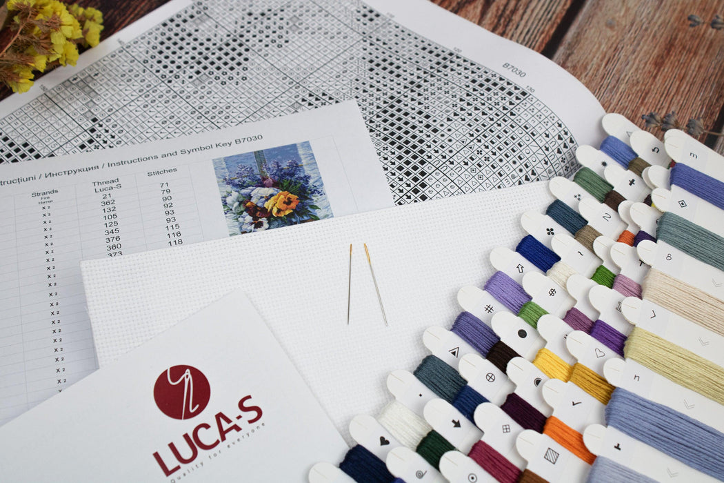 Cross Stitch Kit Luca-S - Bouquet with Pansies New - HobbyJobby